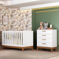 Jogo De Quarto Infantil Flip Cômoda 4 Gavetas E Berço Americano Branco Fosco - Reller Móveis Branco Fosco - 2