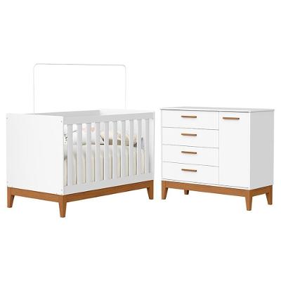 Jogo De Quarto Infantil Flip Cômoda 1 Porta E Berço Americano Branco Fosco - Reller Móveis Branco Fosco
