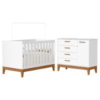 Jogo De Quarto Infantil Flip Cômoda 1 Porta E Berço Americano Branco Fosco - Reller Móveis Branco Fosco - 1