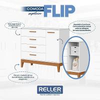 Jogo De Quarto Infantil Flip Cômoda 1 Porta E Berço Americano Branco Fosco - Reller Móveis Branco Fosco - 6