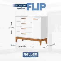 Jogo De Quarto Infantil Flip Cômoda 1 Porta E Berço Americano Branco Fosco - Reller Móveis Branco Fosco - 7
