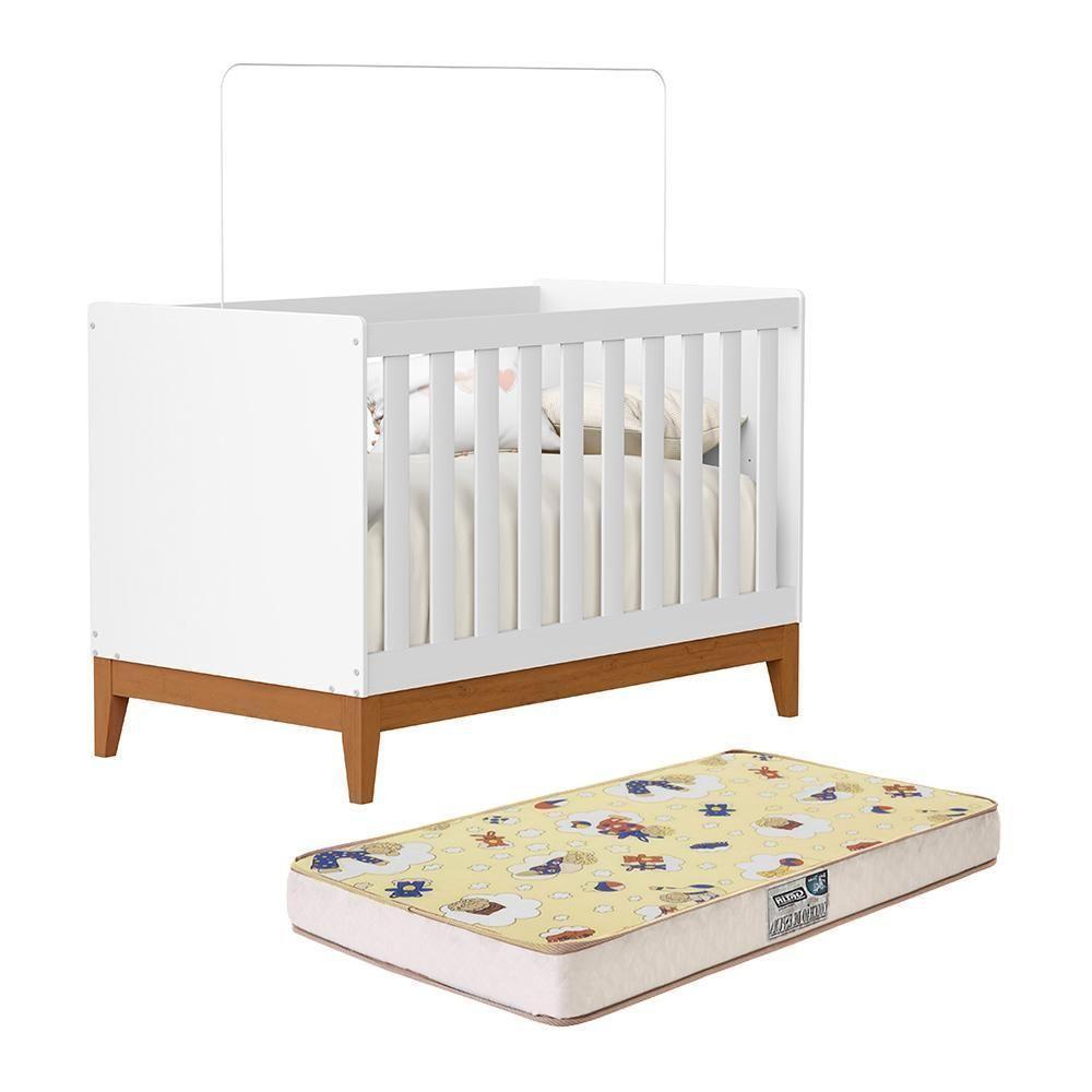 Berço Americano Mini Cama Flip Branco Fosco Com Colchão Supreme - Reller Móveis Branco Fosco - 1