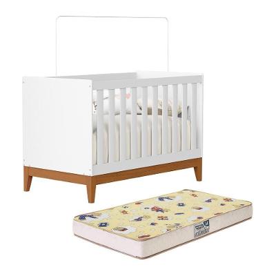 Berço Americano Mini Cama Flip Branco Fosco Com Colchão Supreme - Reller Móveis Branco Fosco