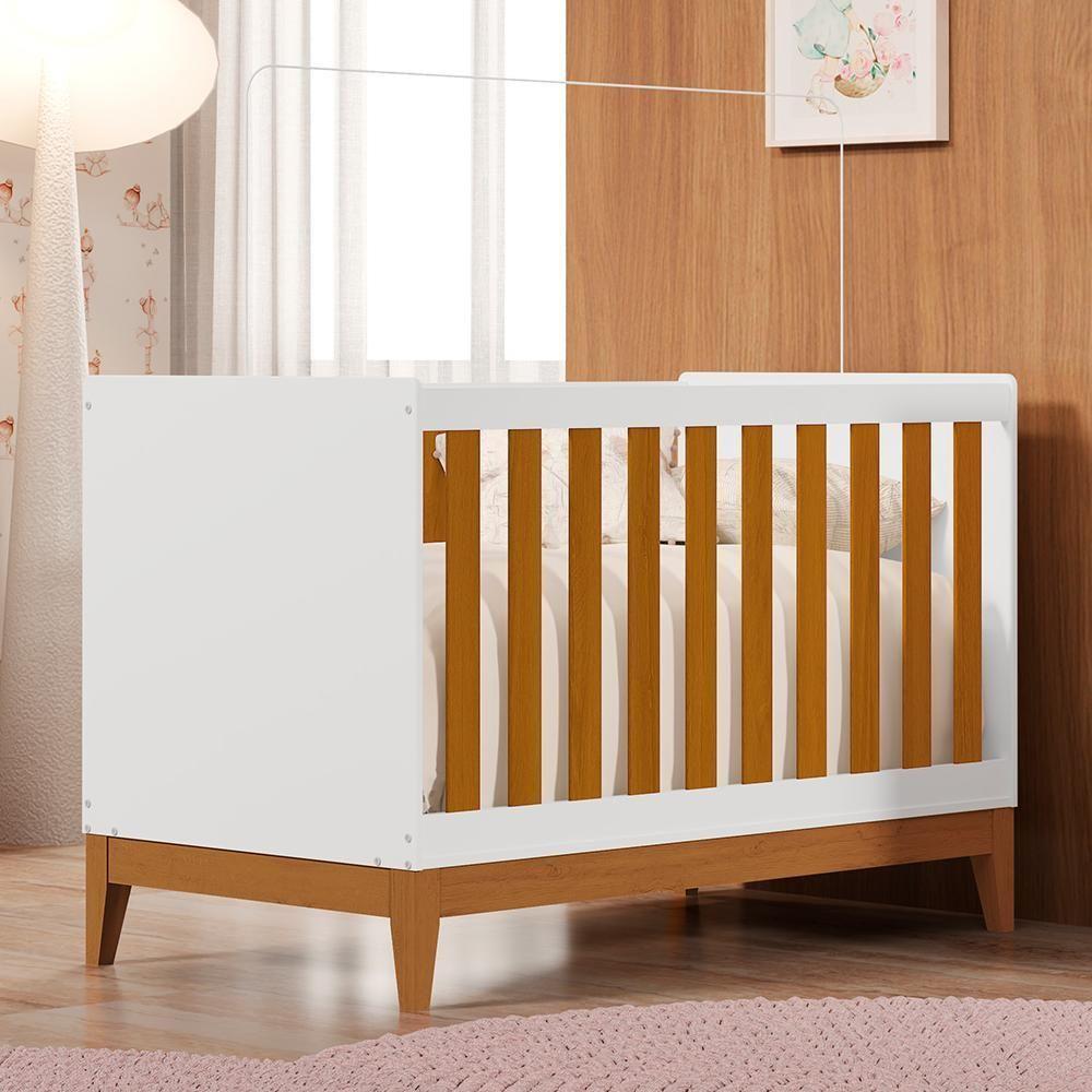 Berço Americano Mini Cama Flip Branco Fosco-savana Com Colchão Baby Physical - Reller Móveis Branco Fosco-savana - 4