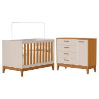 Jogo De Quarto Infantil Flip Cômoda 1 Porta E Berço Americano Areia Fosco-savana - Reller Móveis Areia Fosco-savana - 1