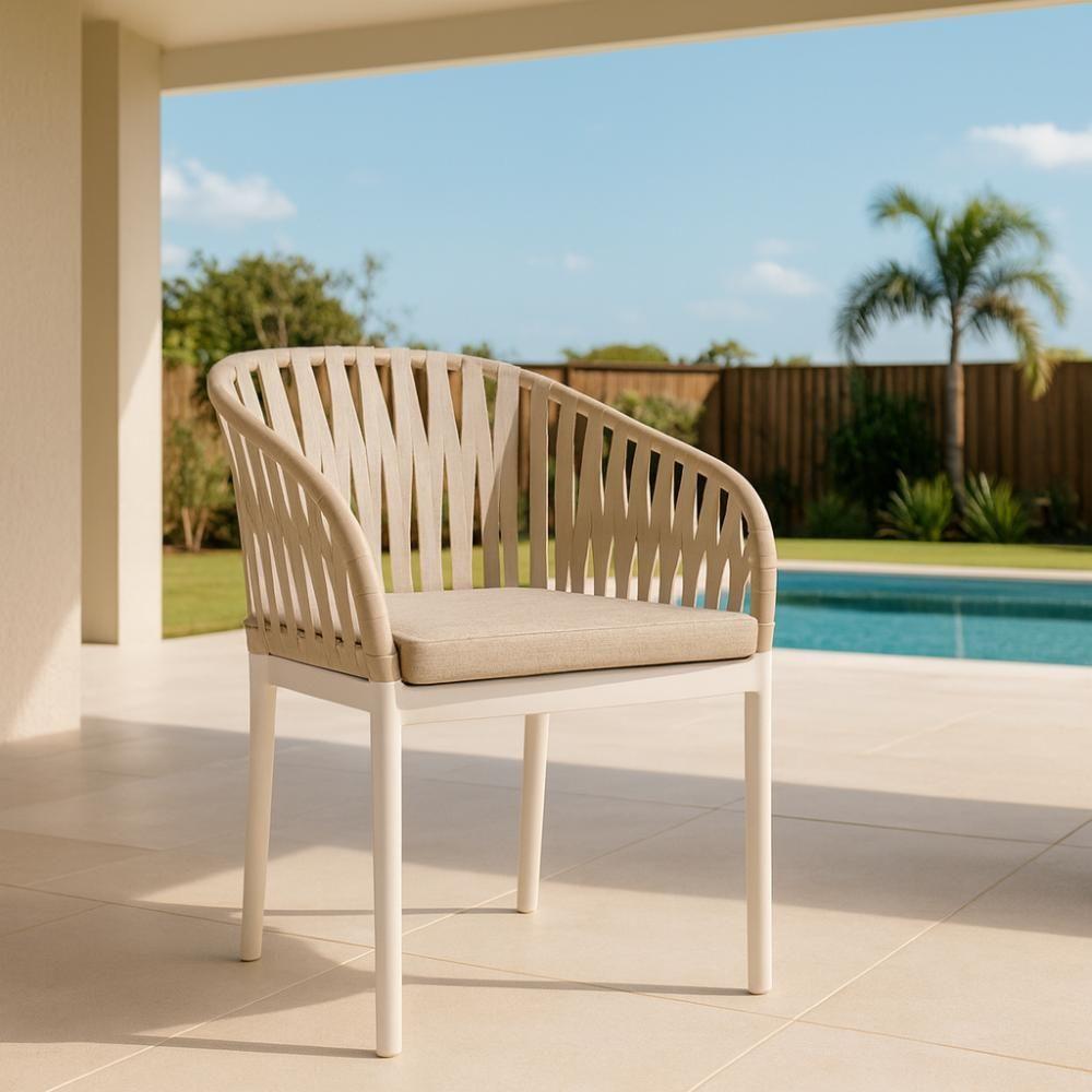 Cadeira Estofada Design Riva Em Polipropileno - Branco/nude - 2