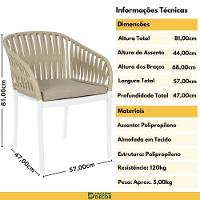 Cadeira Estofada Design Riva Em Polipropileno - Branco/nude - 3