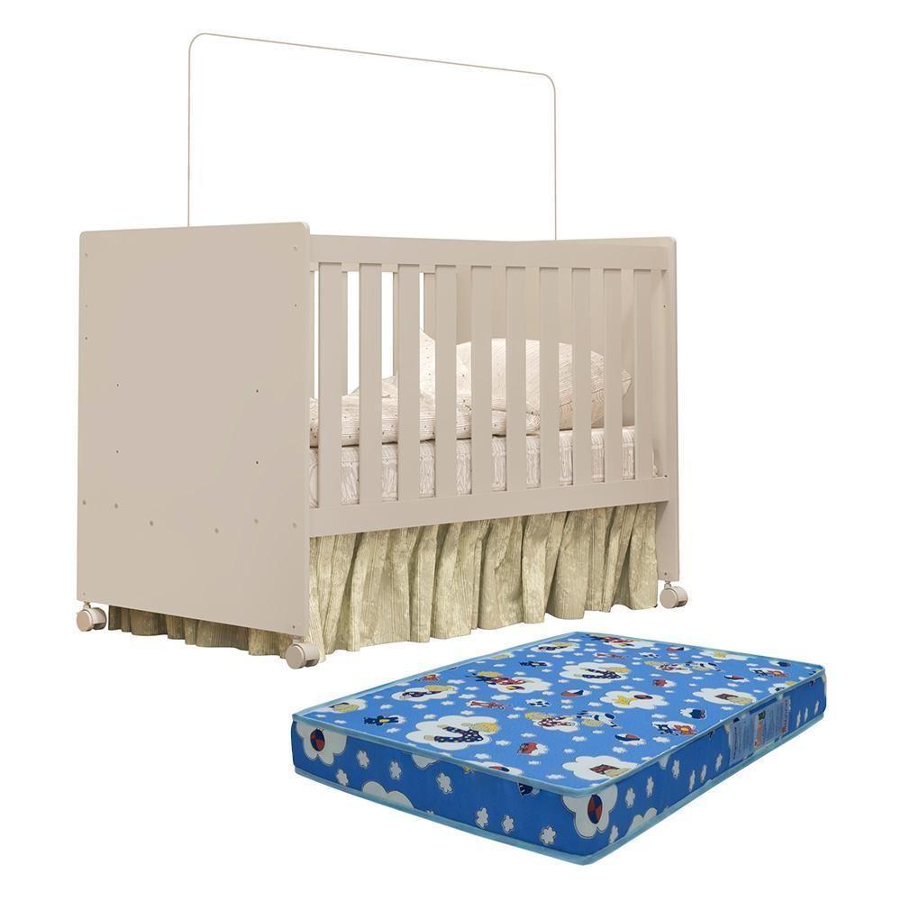 Berço Americano Katatau Areia Fosco Com Colchão D18 - Reller Móveis Areia Fosco - 1