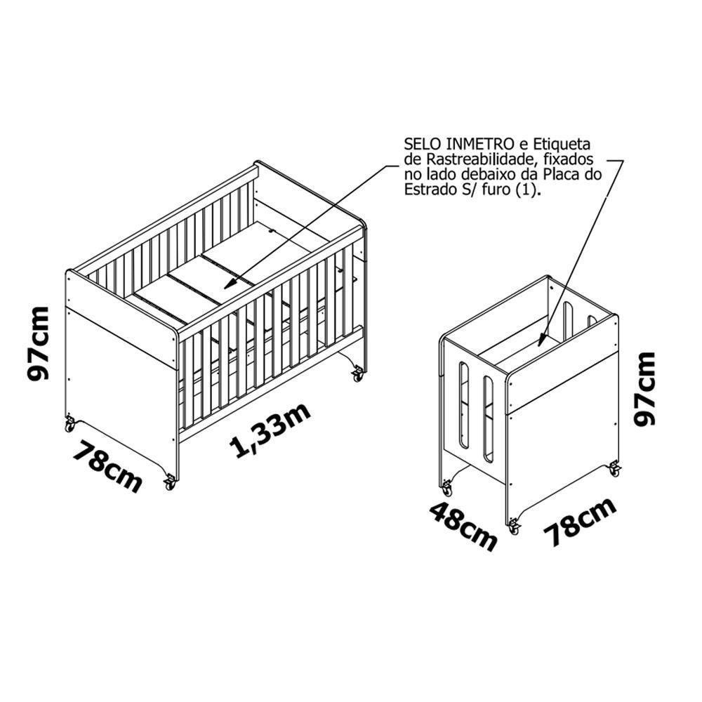 Jogo De Quarto Infantil Cômoda Zaki E Berço Evolution Branco Fosco - Reller Móveis Branco Fosco - 7