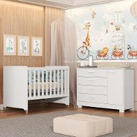 Jogo De Quarto Infantil Cômoda Zaki E Berço Evolution Branco Fosco - Reller Móveis Branco Fosco - 2