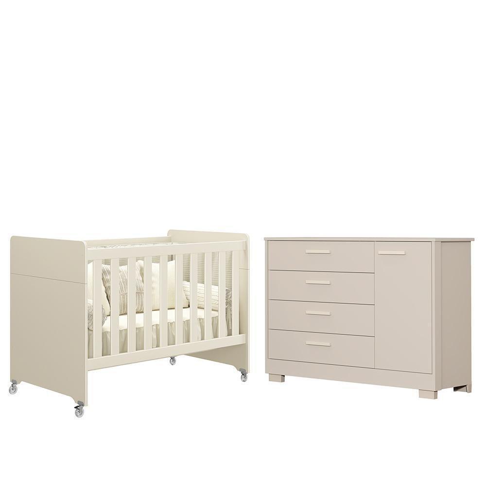 Jogo De Quarto Infantil Cômoda Zaki E Berço Evolution Areia Fosco - Reller Móveis Areia Fosco - 1