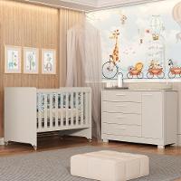 Jogo De Quarto Infantil Cômoda Zaki E Berço Evolution Areia Fosco - Reller Móveis Areia Fosco - 2