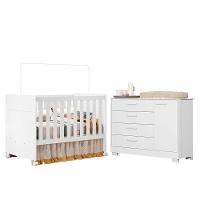 Jogo De Quarto Infantil Zaki Cômoda E Berço Katatau Branco Fosco - Reller Móveis Branco Fosco - 1