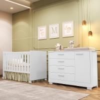 Jogo De Quarto Infantil Zaki Cômoda E Berço Katatau Branco Fosco - Reller Móveis Branco Fosco - 2