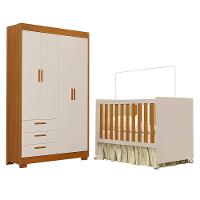 Jogo De Quarto Infantil Zaki Guarda Roupa E Berço Katatau Areia Fosco-savana - Reller Móveis Areia Fosco-savana - 1