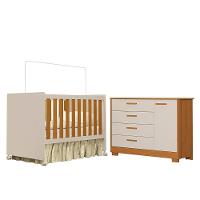 Jogo De Quarto Infantil Zaki Cômoda E Berço Katatau Areia Fosco-savana - Reller Móveis Areia Fosco-savana - 1