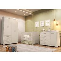 Dormitório Zaki Guarda Roupa, Cômoda E Berço Katatau Areia Fosco Com Colchão Physical - Reller Móveis Areia Fosco - 2