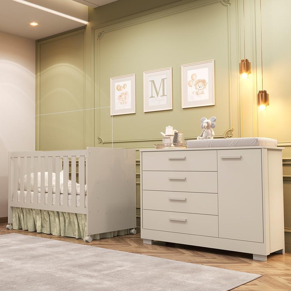 Jogo De Quarto Infantil Zaki Cômoda E Berço Katatau Areia Fosco - Reller Móveis Areia Fosco - 2