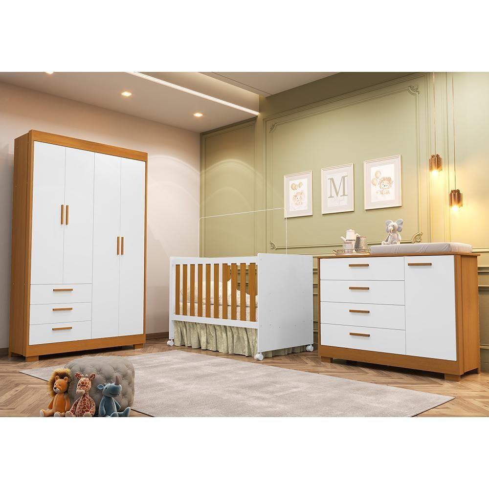 Dormitório Infantil Zaki Guarda Roupa, Cômoda E Berço Katatau Branco Fosco-savana - Reller Móveis Branco Fosco-savana - 2