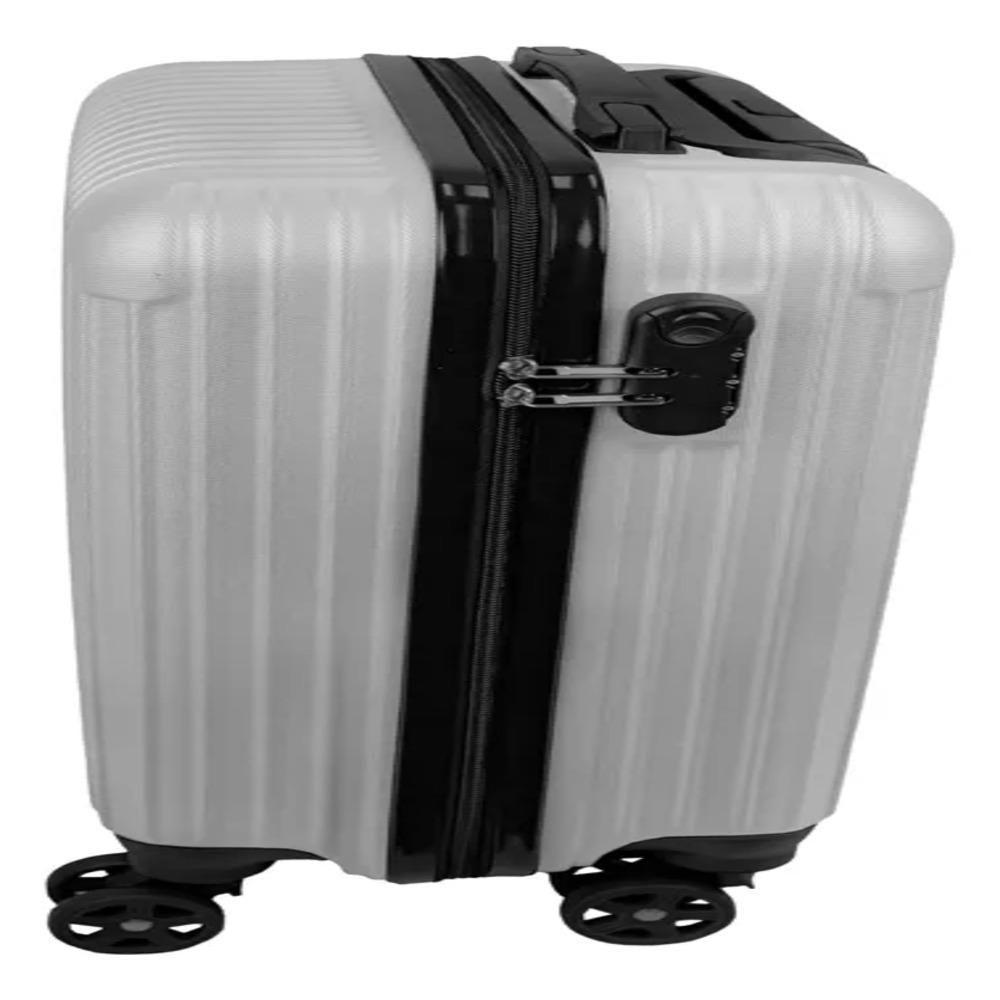 Mala De Viagem Rigida Abs De Bordo Pequena Giro 360 De Mao Padrao Anac Com Cadeado Cinza - 3