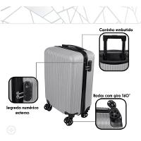 Mala De Viagem Rigida Abs De Bordo Pequena Giro 360 De Mao Padrao Anac Com Cadeado Cinza - 6