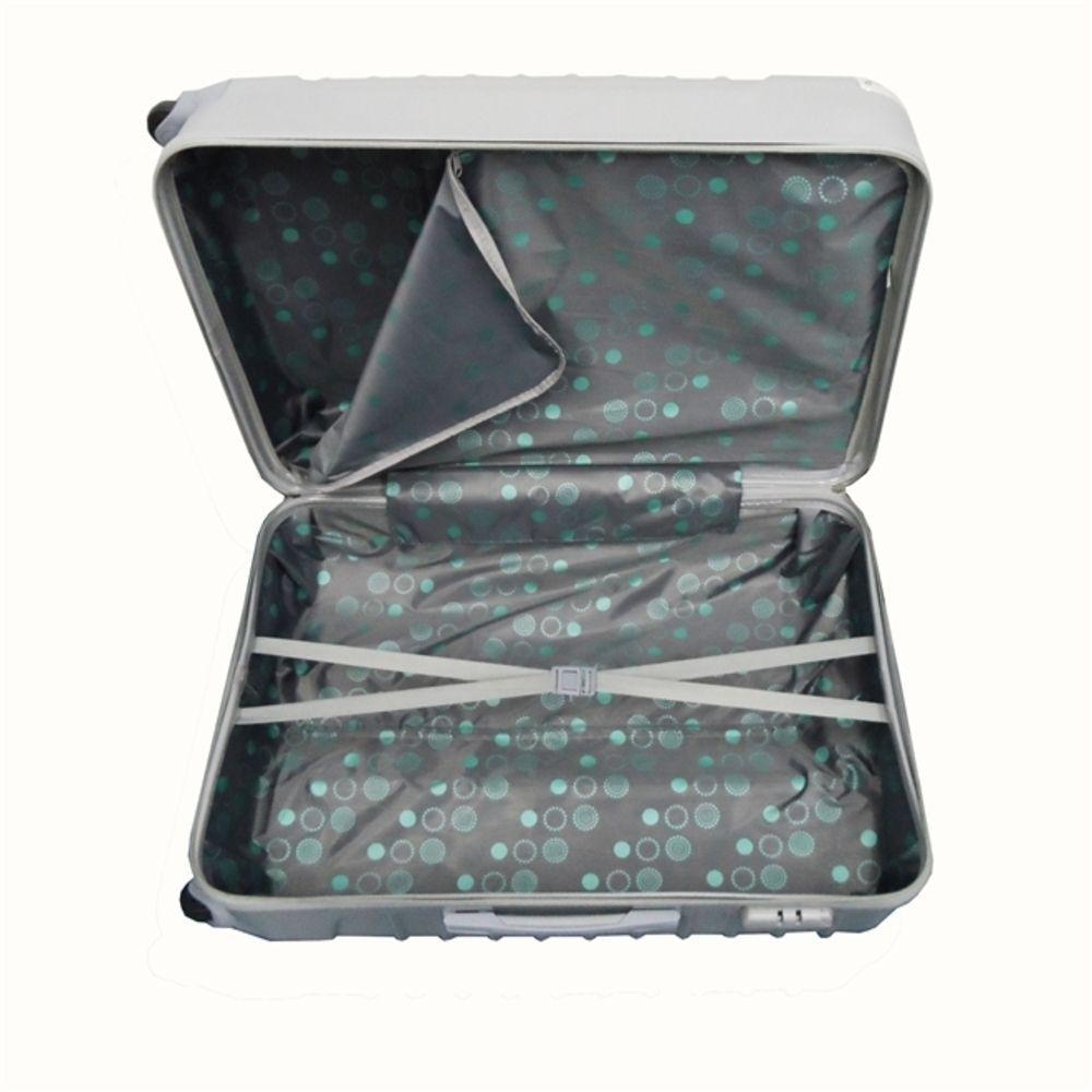 Kit Conjunto Mala De Viagem Fibra Rigida Com Cadeado E Rodinhas Giro 360 Travel Love Cinza - 2