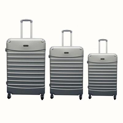 Kit Conjunto Mala De Viagem Fibra Rigida Com Cadeado E Rodinhas Giro 360 Travel Love Cinza