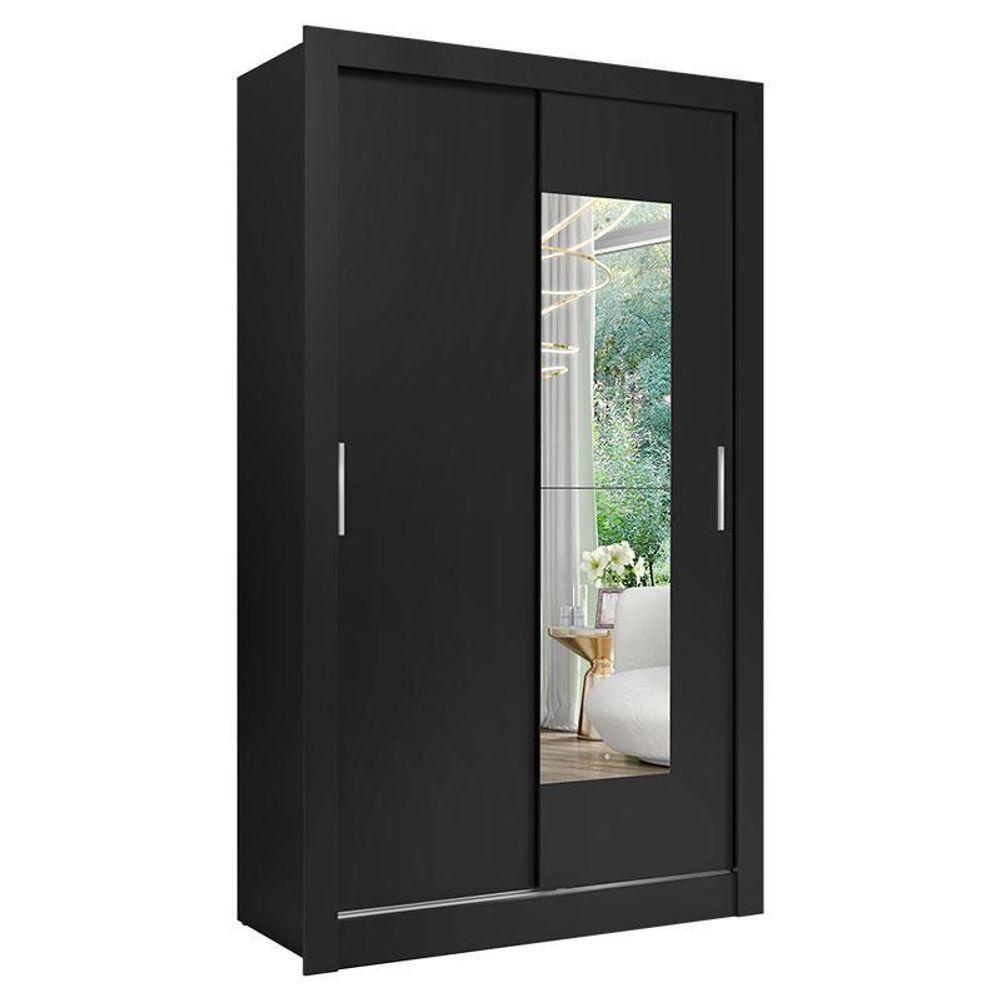 Guarda Roupa Solteiro City Glass 2 Portas Preto Acetinado - Thb - 1