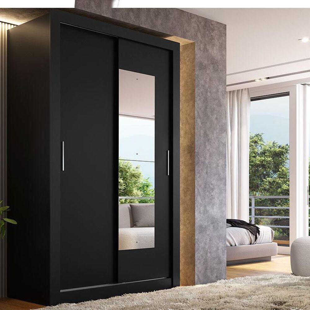 Guarda Roupa Solteiro City Glass 2 Portas Preto Acetinado - Thb - 4