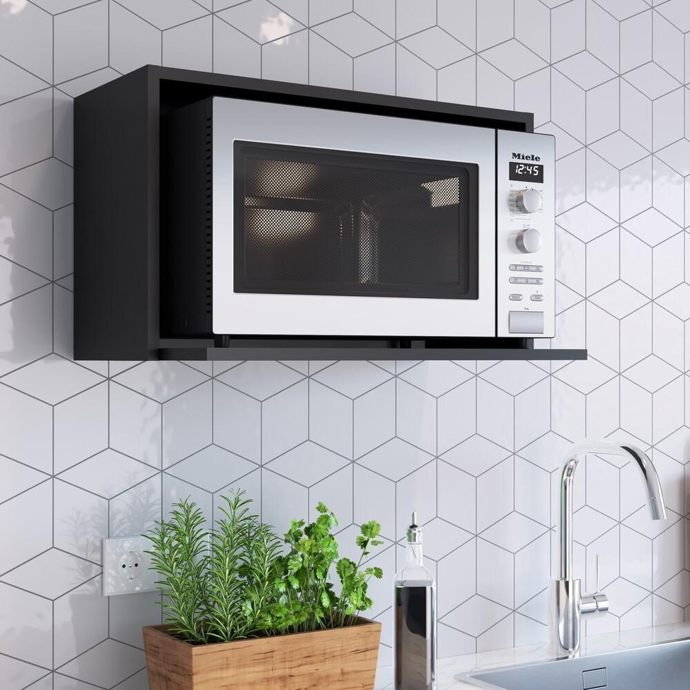 Armário Nicho Para Microondas 60cm Multimóveis Cr20093 Preto Preto - 2