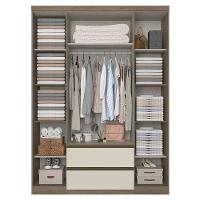 Guarda Roupa Solteiro Nobre Slim Glass 4 Portas Rústico Off White - Thb - 3