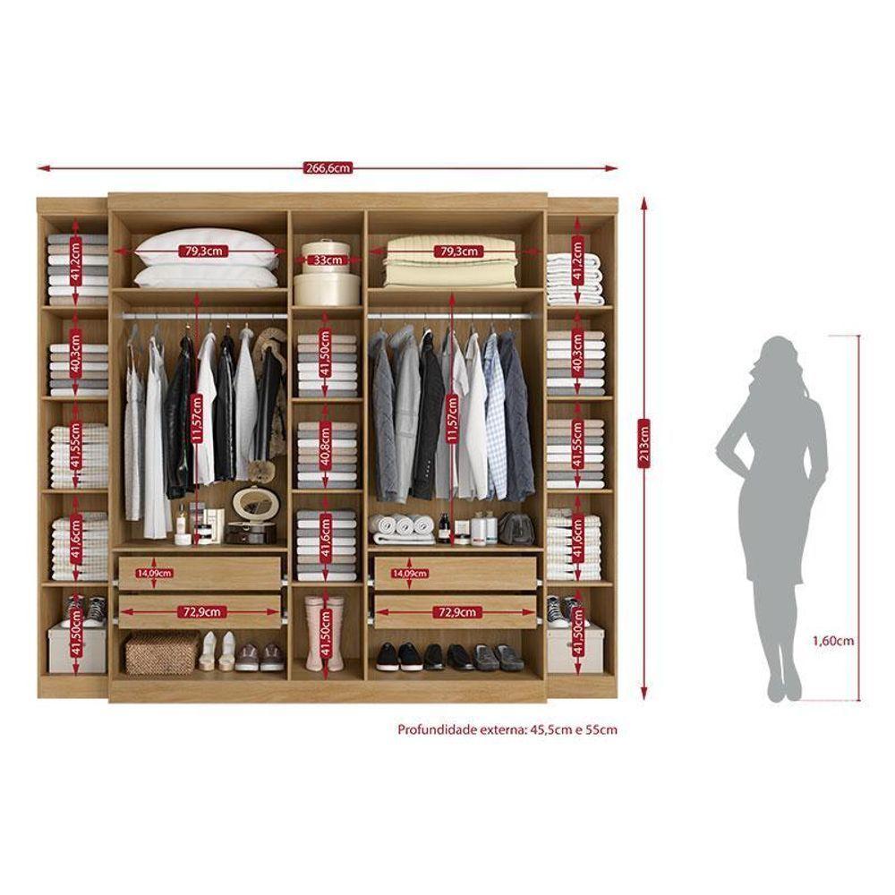 Guarda Roupa Casal Supremo 7 Portas Nogal Gris Acetinado - Thb - 3