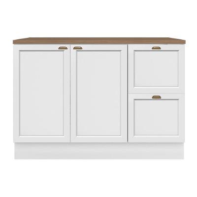 Balcão De Cozinha Unna 2 Portas E 2 Gavetas 120cm Branco Com Tampo Mdp - Poliman Móveis Branco