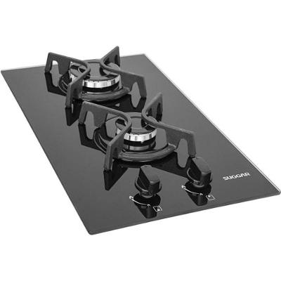 Fogão de Mesa Cooktop a Gás Suggar FG2002FVP 2 Bocas Vidro Temperado Trempe Ferro Fundido Preto