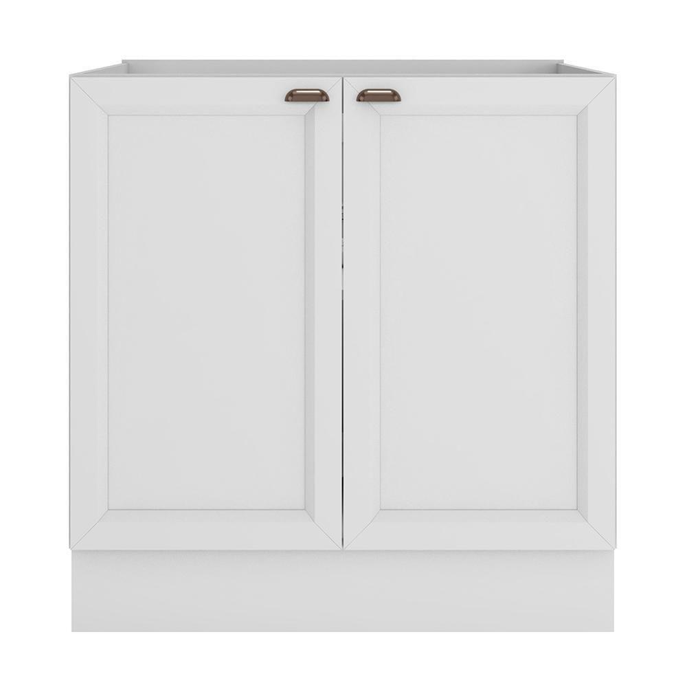 Balcão De Cozinha Unna 2 Portas 80cm Branco Sem Tampo - Poliman Móveis Branco - 1