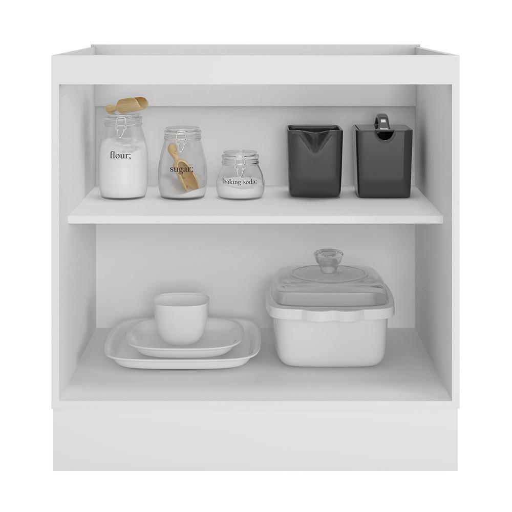Balcão De Cozinha Unna 2 Portas 80cm Branco Sem Tampo - Poliman Móveis Branco - 2