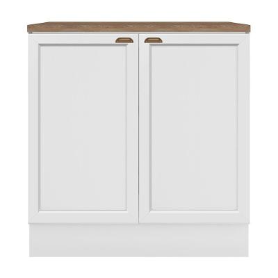 Balcão De Cozinha Unna 2 Portas 80cm Branco Com Tampo Mdp - Poliman Móveis Branco