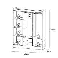 Guarda Roupa Casal Astro 6 Portas 2 Gavetas Almendra Off White Acetinado - Thb - 3
