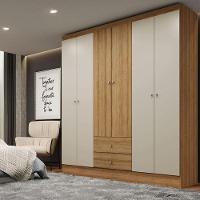 Guarda Roupa Casal Astro 6 Portas 2 Gavetas Almendra Off White Acetinado - Thb - 4