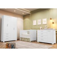 Dormitório Infantil Zaki Guarda Roupa, Cômoda E Berço Katatau Branco Fosco - Reller Móveis Branco Fosco - 2