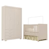Jogo De Quarto Infantil Zaki Guarda Roupa E Berço Katatau Areia Fosco - Reller Móveis Areia Fosco - 1
