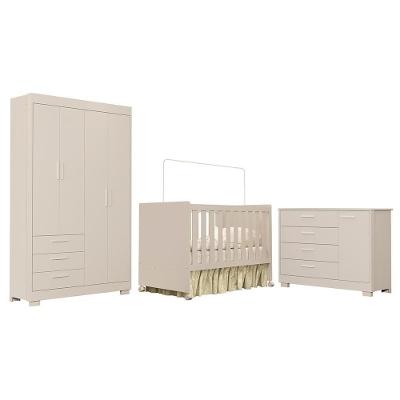 Dormitório Infantil Zaki Guarda Roupa, Cômoda E Berço Katatau Areia Fosco - Reller Móveis Areia Fosco