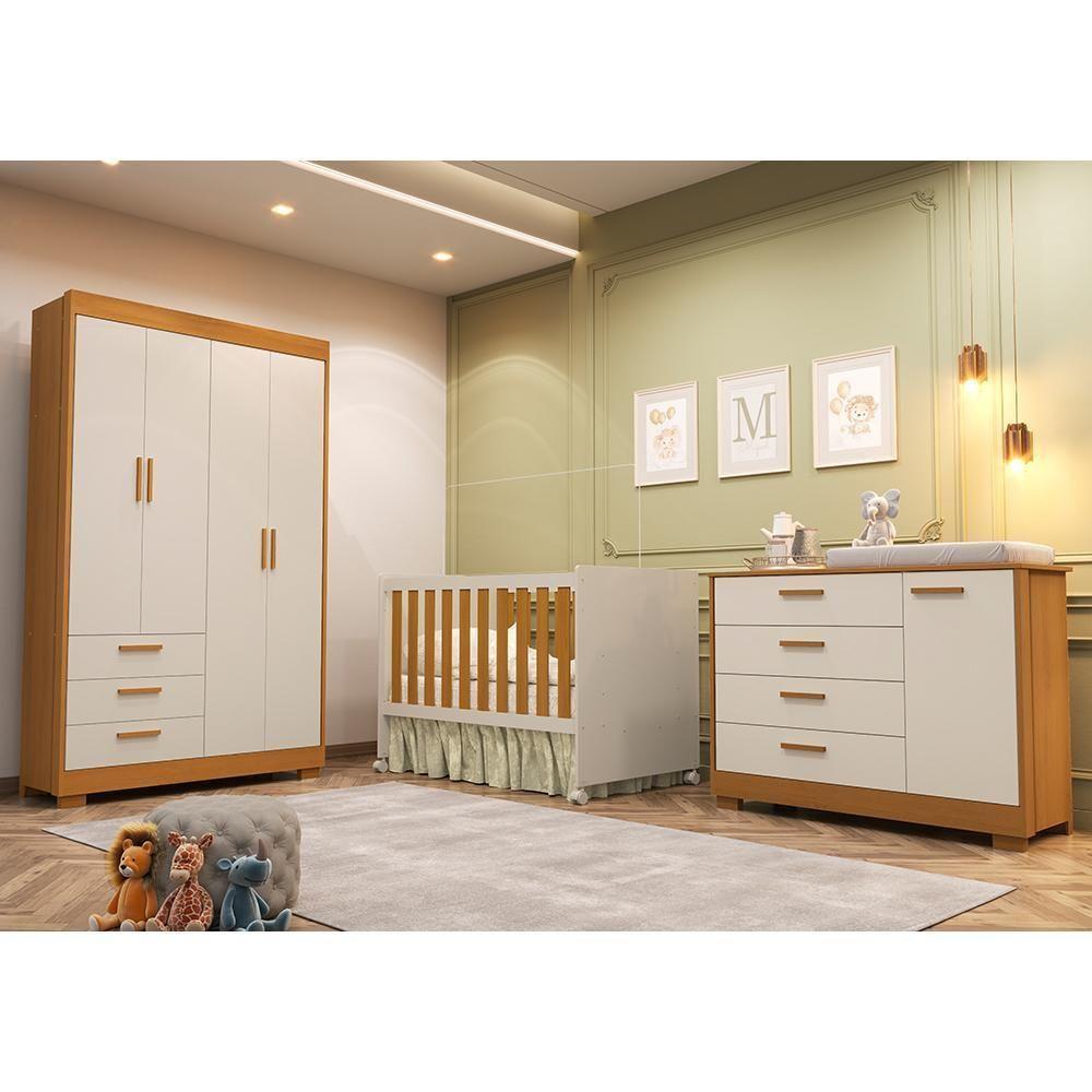 Dormitório Infantil Zaki Guarda Roupa, Cômoda E Berço Katatau Areia Fosco-savana - Reller Móveis Areia Fosco-savana - 2