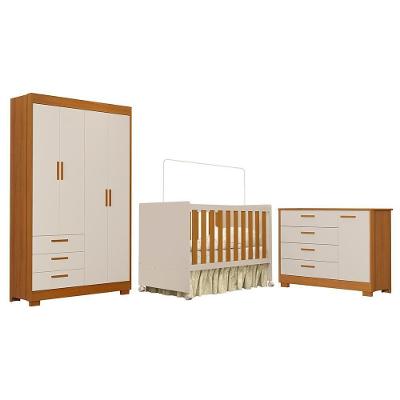 Dormitório Infantil Zaki Guarda Roupa, Cômoda E Berço Katatau Areia Fosco-savana - Reller Móveis Areia Fosco-savana