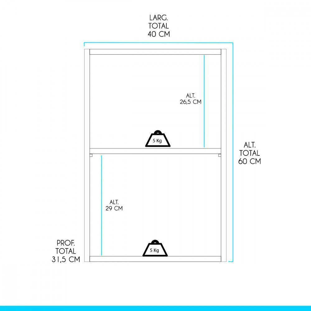 Armário Aéreo Cozinha Modulada 40 X 60 Cm Mdp Menu Móveis Branco - 3