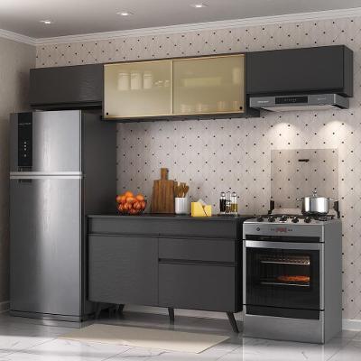 Armário de Cozinha Compacta Mp3698 6 Portas 1 Gaveta MDP 260 cm Preto