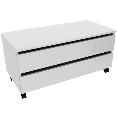 Balcão Para Gabinete De Banheiro 2 Gavetas Com Rodízios Branco