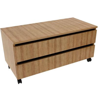 Balcão Para Gabinete De Banheiro 2 Gavetas Com Rodízios Amêndoa