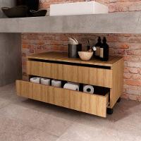 Balcão Para Gabinete De Banheiro 2 Gavetas Com Rodízios Amêndoa - 6