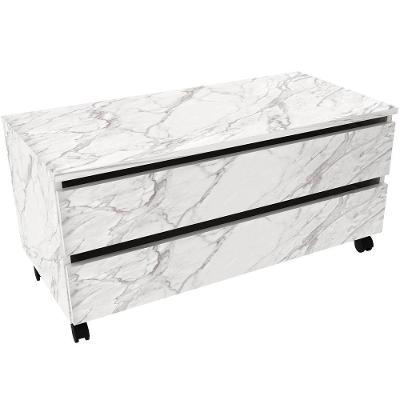 Balcão Para Gabinete De Banheiro 2 Gavetas Com Rodízios Mármore Branco